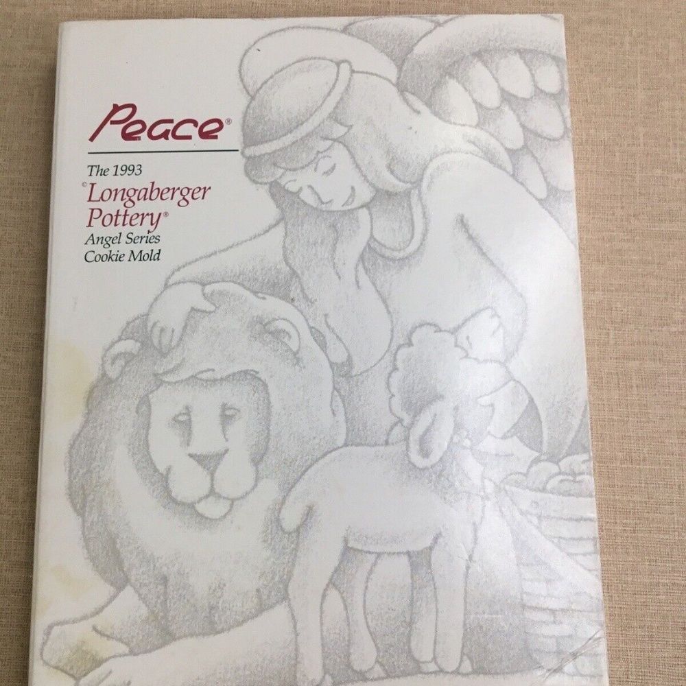 NEW Vintage 1993 Longaberger Pottery Angel Series Cookie Mold Peace 5"x5" Spring